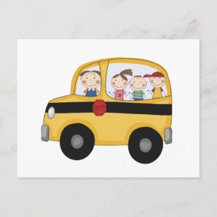 School Bus with Kids T-shirts and Gifts Postcard