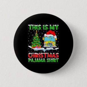 School Bus Xmas Tree Lights This Is My Christmas P 6 Cm Round Badge