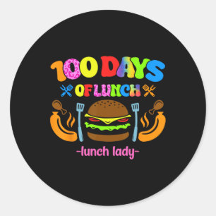 School Cafeteria Worker Lunch Lady 100 Days Of Lun Classic Round Sticker