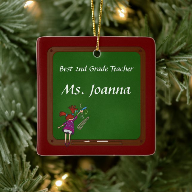 School Chalk Board Teacher's Ceramic Ornament (Tree)