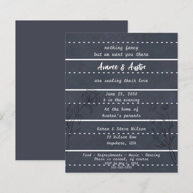 School Chalkboard Casual Wedding Invitation (Front/Back)