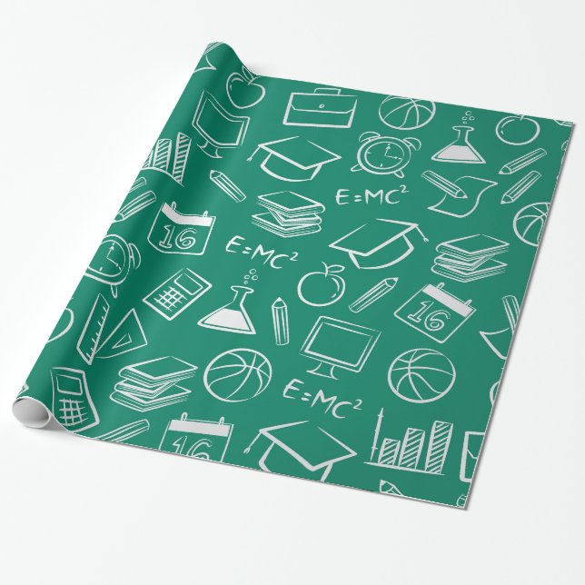 School chemical pattern wrapping paper (Unrolled)
