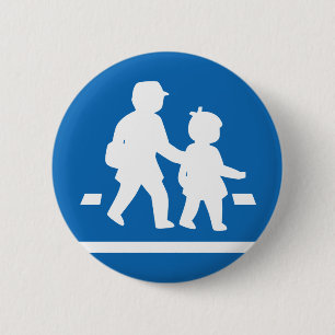 School Children Crossing >> Japanese Traffic Sign 6 Cm Round Badge