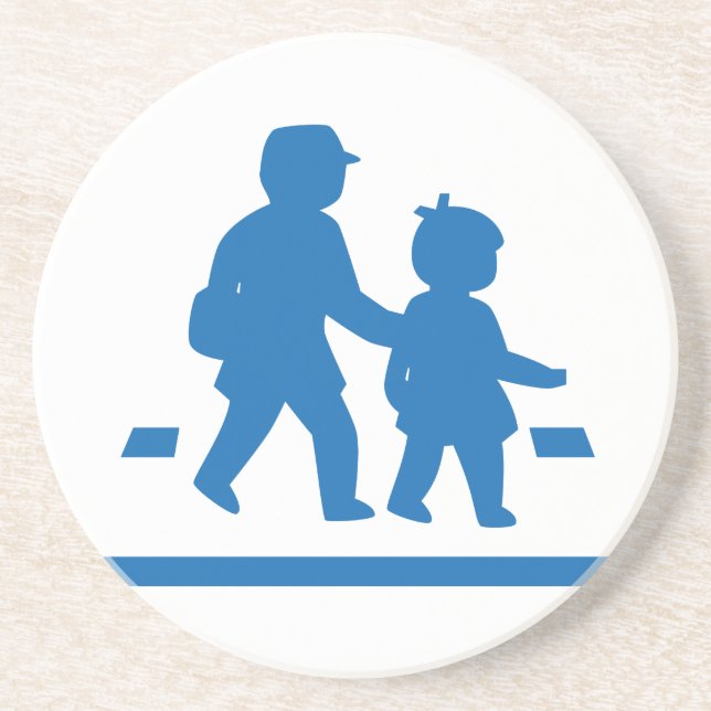 School Children Crossing >> Japanese Traffic Sign Coaster (Front)