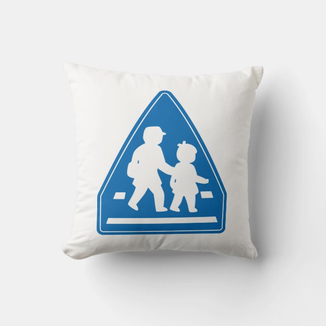 School Children Crossing >> Japanese Traffic Sign Cushion (Front)