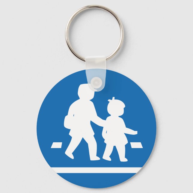 School Children Crossing >> Japanese Traffic Sign Key Ring (Front)