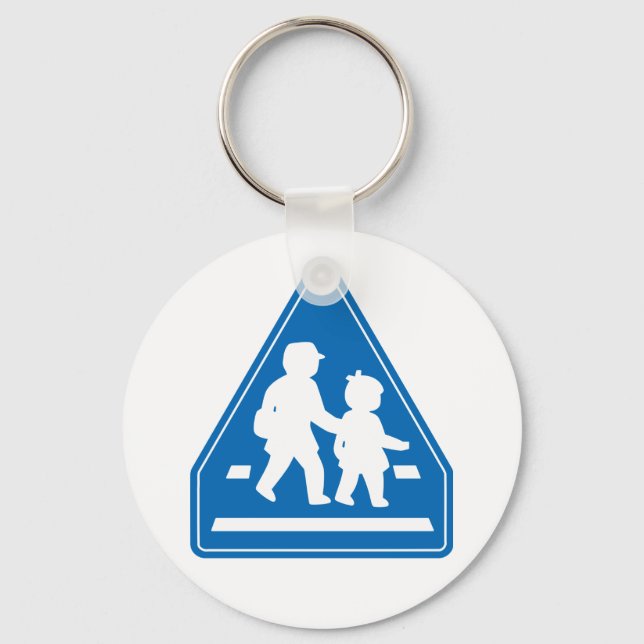 School Children Crossing >> Japanese Traffic Sign Key Ring (Front)