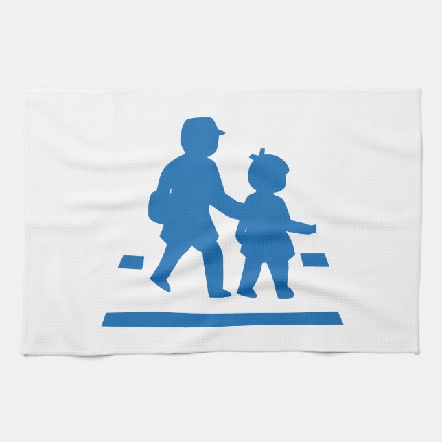School Children Crossing >> Japanese Traffic Sign Tea Towel (Horizontal)