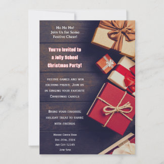 School Christmas Party Invitation With Presents