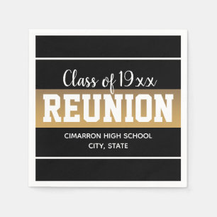 School Class Reunion Any Year Black Gold Napkins