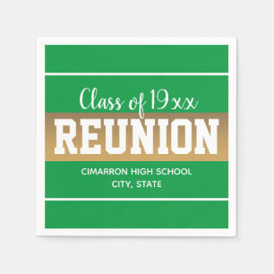School Class Reunion Any Year Green Gold Napkins