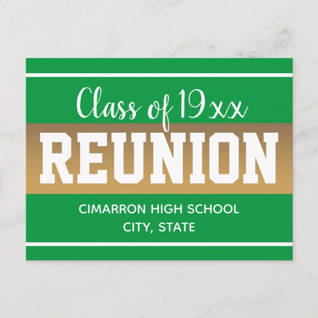 School Class Reunion Save the Date Green Announcement Postcard (Front)