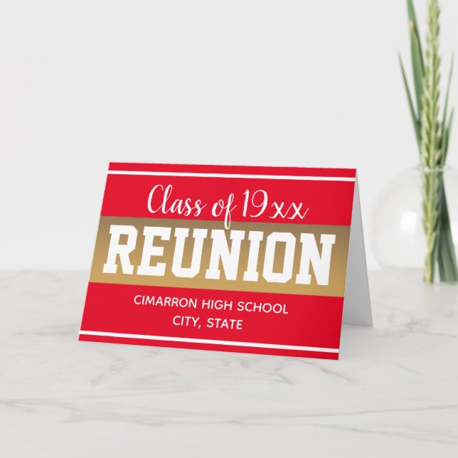 School Class Reunion Save the Date Red Card (Front)