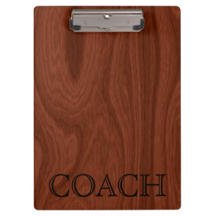 School Coach Gift Classy Mahogany Wood Look Clipboard