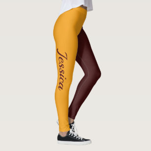 School COLORS Maroon and Gold Cheerleader Leggings