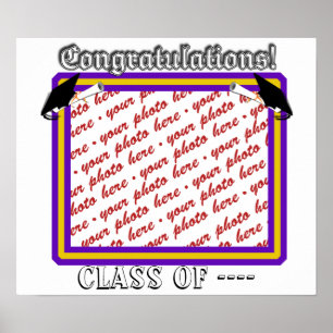 School Colors Purple & Gold Graduation Frame Poster