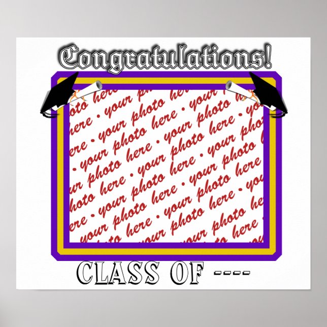 School Colors Purple & Gold Graduation Frame Poster (Front)