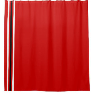 School Colors Red White Black Shower Curtain