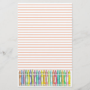 School Colour Crayon Teacher Orange Lined Stationery