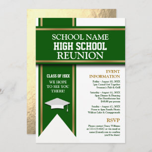 School Colours Banner Custom Class Reunion Invitation