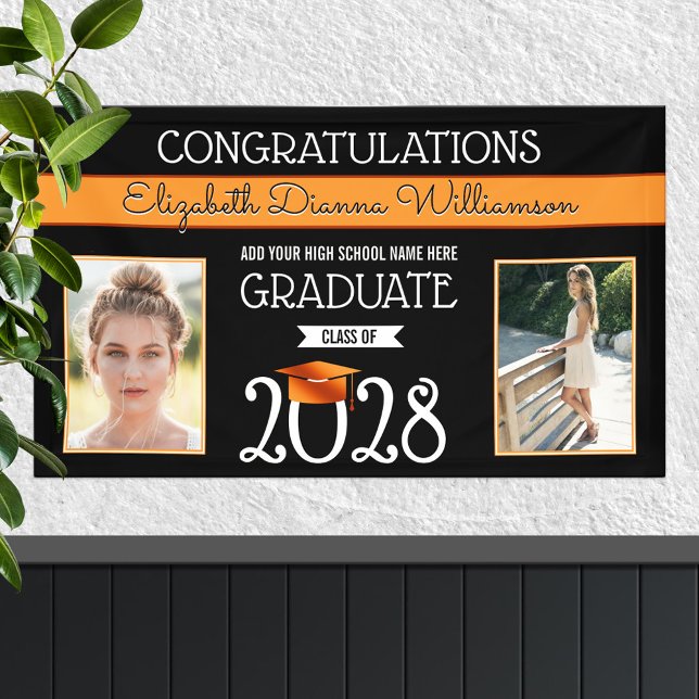 School Colours Black and Orange Graduation Banner (Creator Uploaded)