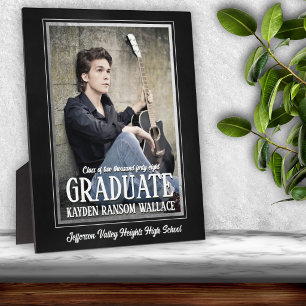 School Colours Black and White Graduation Photo Plaque