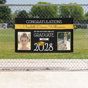 School Colours Black and Yellow Graduation Banner