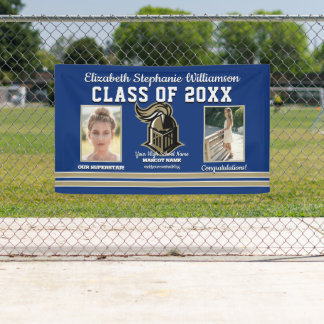 School Colours Blue and Gold Graduation Banner