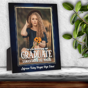 School Colours Blue and Gold Graduation Photo Plaque