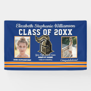 School Colours Blue and Orange Graduation Banner