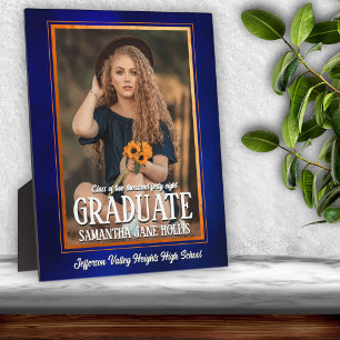 School Colours Blue and Orange Graduation Photo Plaque