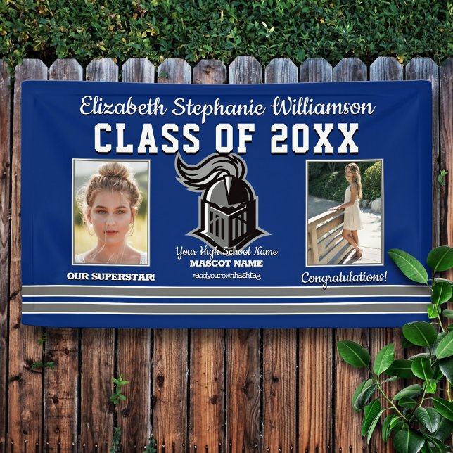 School Colours Blue and Silver Graduation Banner (Creator Uploaded)