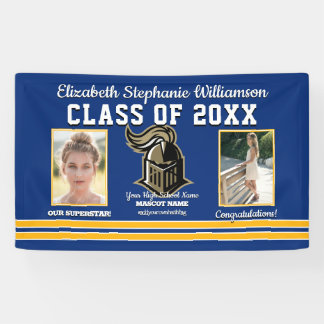 School Colours Blue and Yellow Graduation Banner