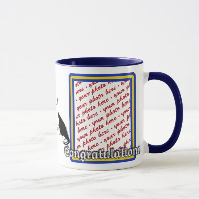 School Colours  Blue & Gold Graduation Frame Mug (Right)