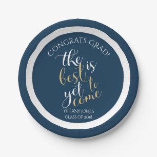 School Colours Blue The Best is Yet to Come Grad Paper Plate