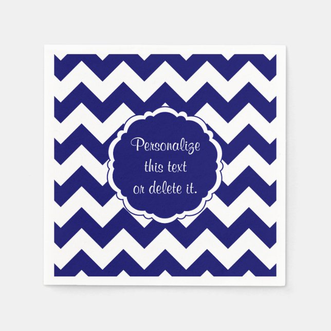 School-Colours-Chevron, Blue-White, Dark- Napkin (Front)