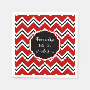 School-Colours-Chevron, Red, White and Black- Napkin