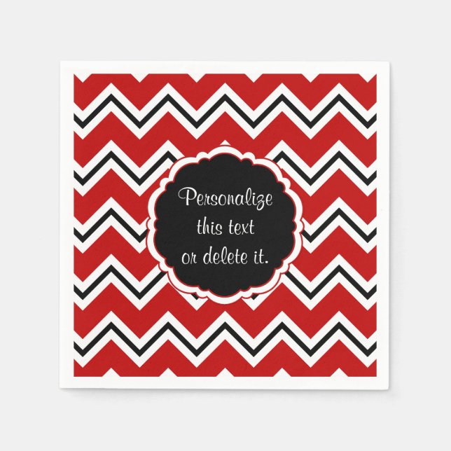 School-Colours-Chevron, Red, White and Black- Napkin (Front)