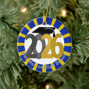 School Colours Class of 2026 Photo Ceramic Tree Decoration