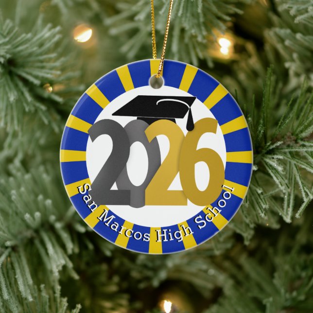 School Colours Class of 2026 Photo Ceramic Tree Decoration (Tree)