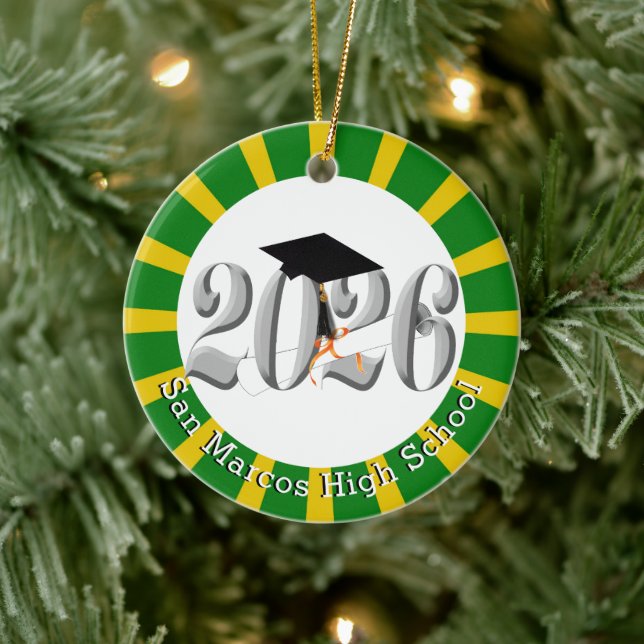 School Colours Class of 2026 Photo Ceramic Tree Decoration (Tree)