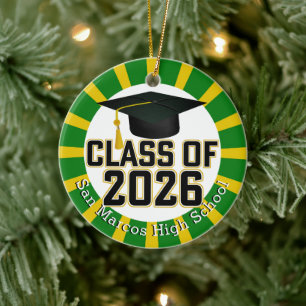 School Colours Class of 2026 Photo Ceramic Tree Decoration