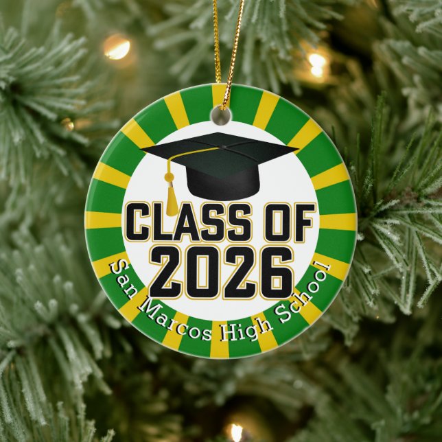 School Colours Class of 2026 Photo Ceramic Tree Decoration (Tree)