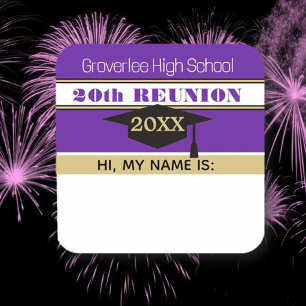 School Colours! Class Reunion Name tag Sticker