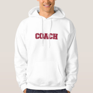 School Colours COACH Mens Hoodie, Burgundy White Hoodie