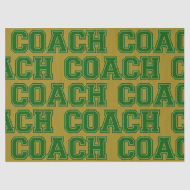 School Colours COACH Varsity Letters-Green-Gold Tissue Paper (Front)