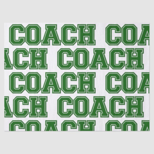 School Colours COACH Varsity Letters-Green-White Tissue Paper (Front)