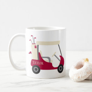 School Colours - Crimson & Cream Golf Cart Coffee Mug