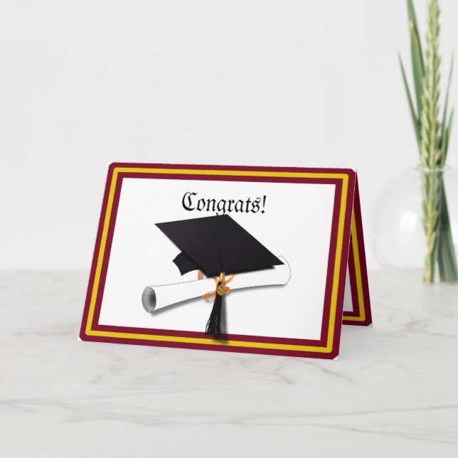 School Colours Gold & Red for The Graduate Card (Front)