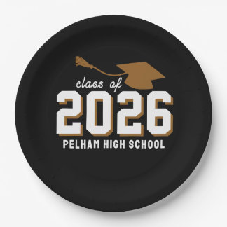 School Colours Grad BLACK CUSTOMIZABLE Paper Plate